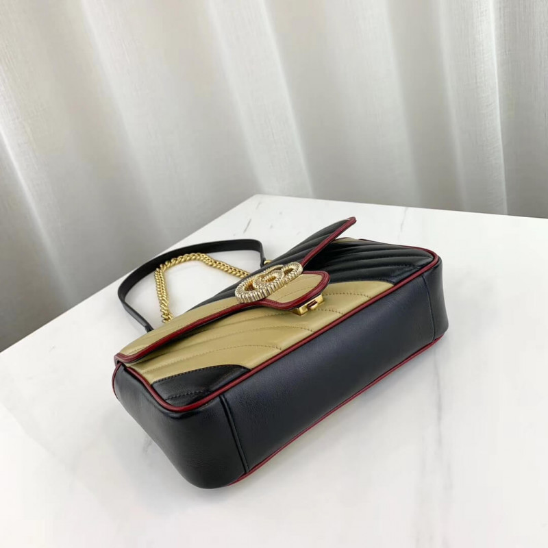 Wholesale Luxury Gucci Gg Marmont Small Shoulder Bag 443497 Beige/Black - Image 4