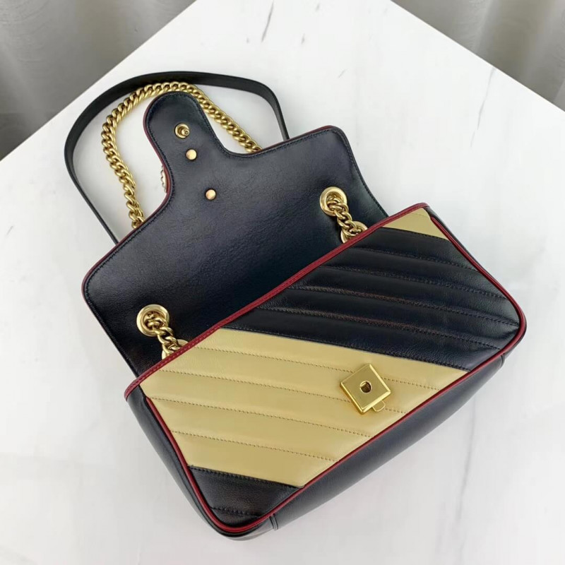 Wholesale Luxury Gucci Gg Marmont Small Shoulder Bag 443497 Beige/Black - Image 5
