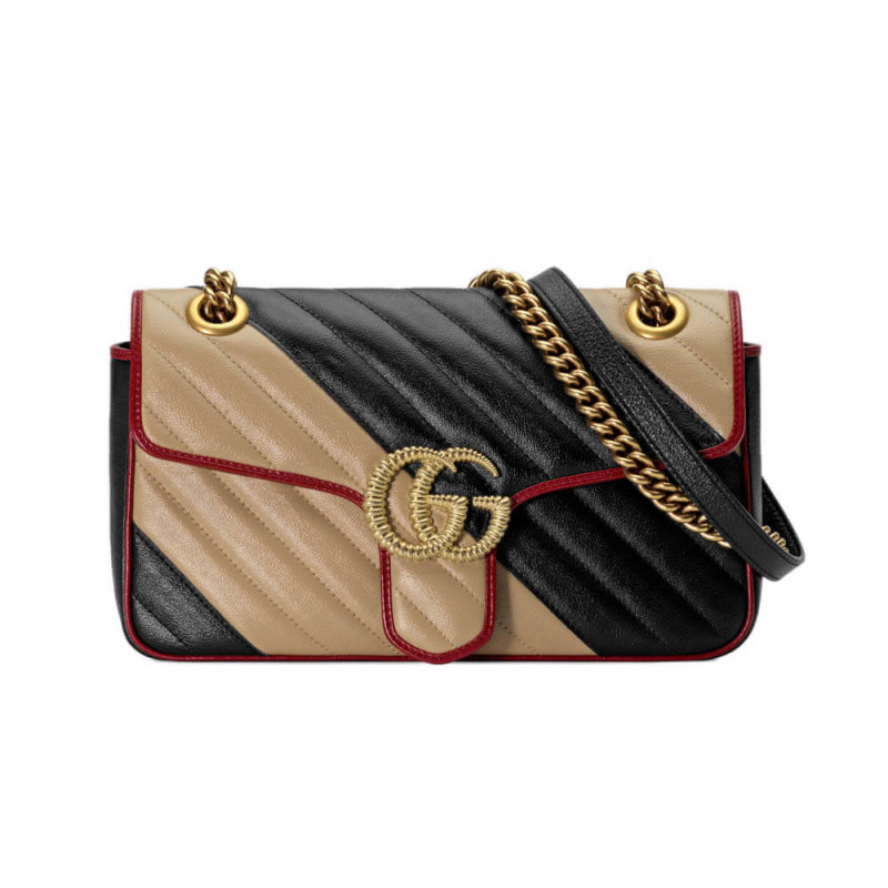 Wholesale Luxury Gucci Gg Marmont Small Shoulder Bag 443497 Beige/Black