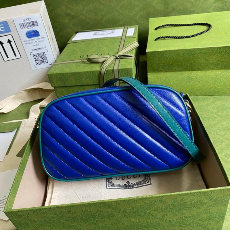Wholesale Luxury Gucci Gg Marmont Small Shoulder Bag 447632 Blue And Emerald Leather - Image 3