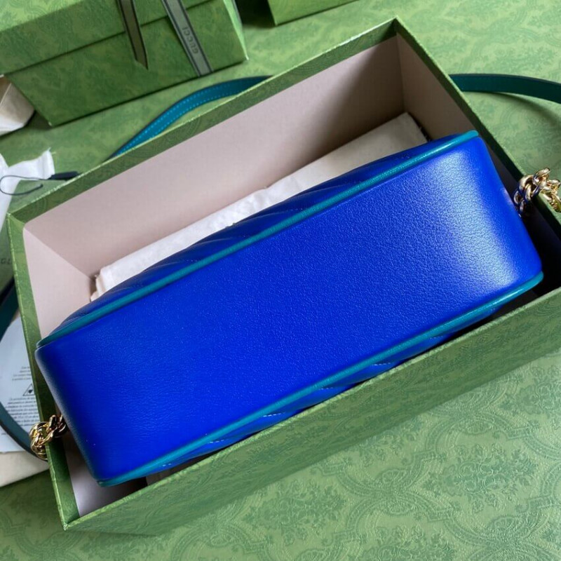 Wholesale Luxury Gucci Gg Marmont Small Shoulder Bag 447632 Blue And Emerald Leather - Image 4
