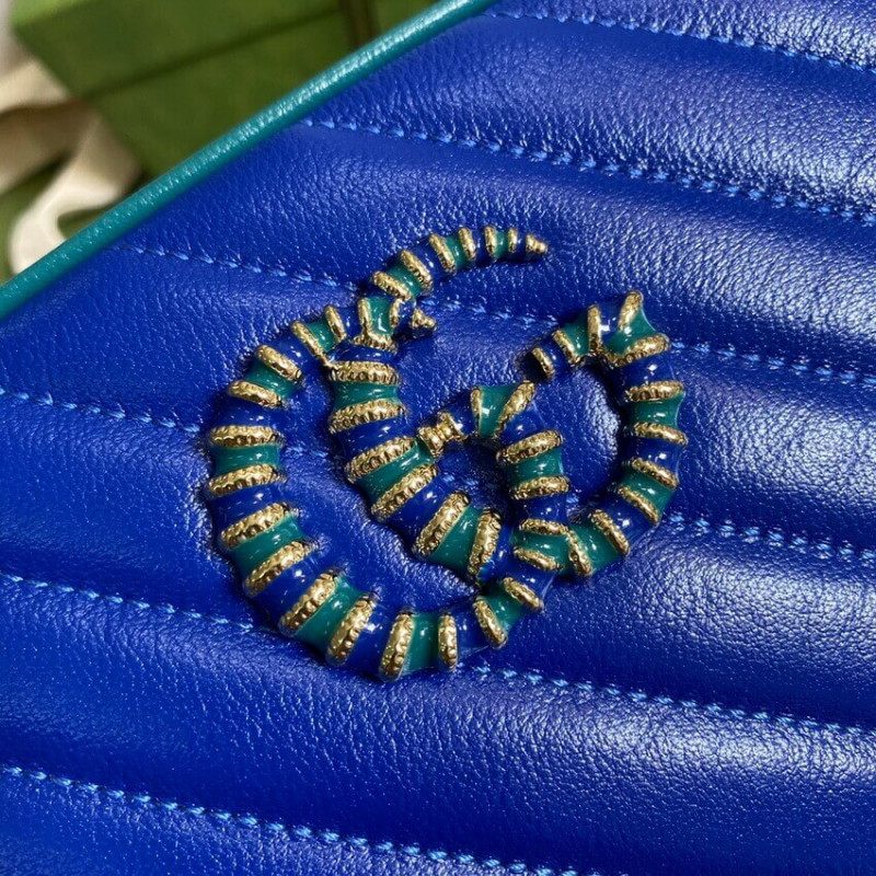 Wholesale Luxury Gucci Gg Marmont Small Shoulder Bag 447632 Blue And Emerald Leather - Image 5