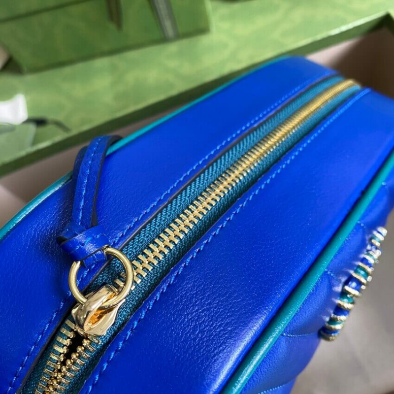Wholesale Luxury Gucci Gg Marmont Small Shoulder Bag 447632 Blue And Emerald Leather - Image 6