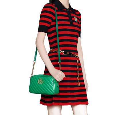 Alternative view of Wholesale Luxury Gucci Gg Marmont Small Shoulder Bag 447632 Green And Emerald Leather