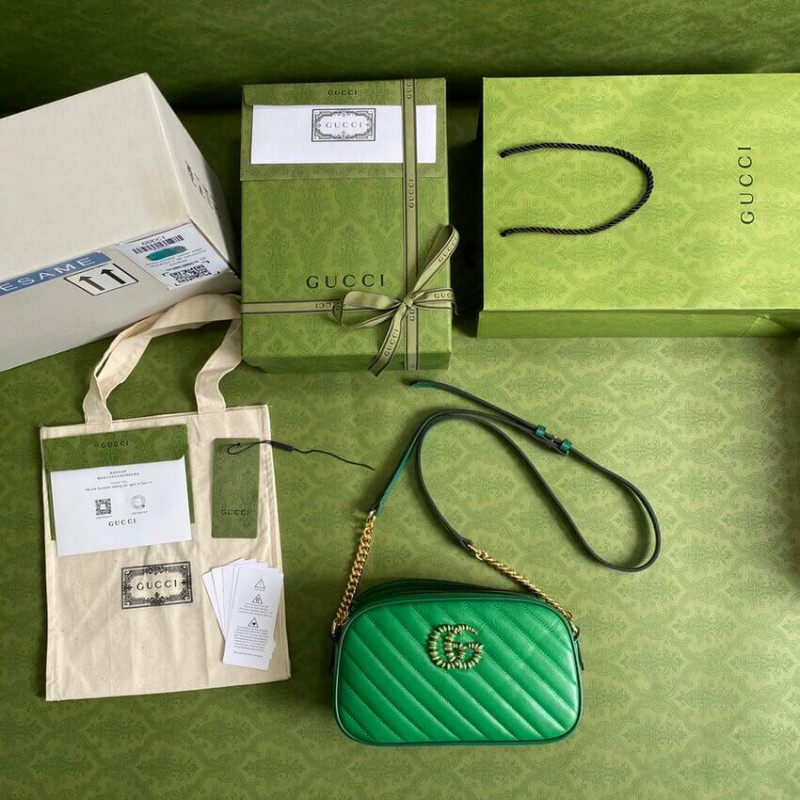 Wholesale Luxury Gucci Gg Marmont Small Shoulder Bag 447632 Green And Emerald Leather - Image 11