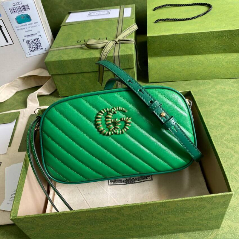 Wholesale Luxury Gucci Gg Marmont Small Shoulder Bag 447632 Green And Emerald Leather - Image 3
