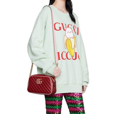 Alternative view of Wholesale Luxury Gucci Gg Marmont Small Shoulder Bag 447632 Red And Emerald Leather