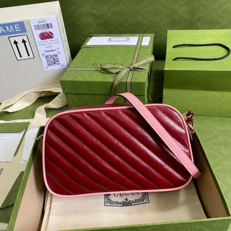 Wholesale Luxury Gucci Gg Marmont Small Shoulder Bag 447632 Red And Emerald Leather - Image 4