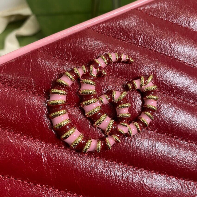 Wholesale Luxury Gucci Gg Marmont Small Shoulder Bag 447632 Red And Emerald Leather - Image 6