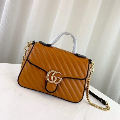 Alternative view of Wholesale Luxury Gucci Gg Marmont Small Top Handle Bag 498110 Cognac