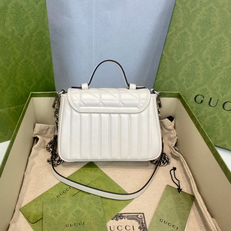 Wholesale Luxury Gucci Gg Marmont White Matelasse Leather Mini Top Handle Bag 583571 - Image 5