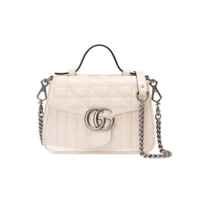 Wholesale Luxury Gucci Gg Marmont White Matelasse Leather Mini Top Handle Bag 583571