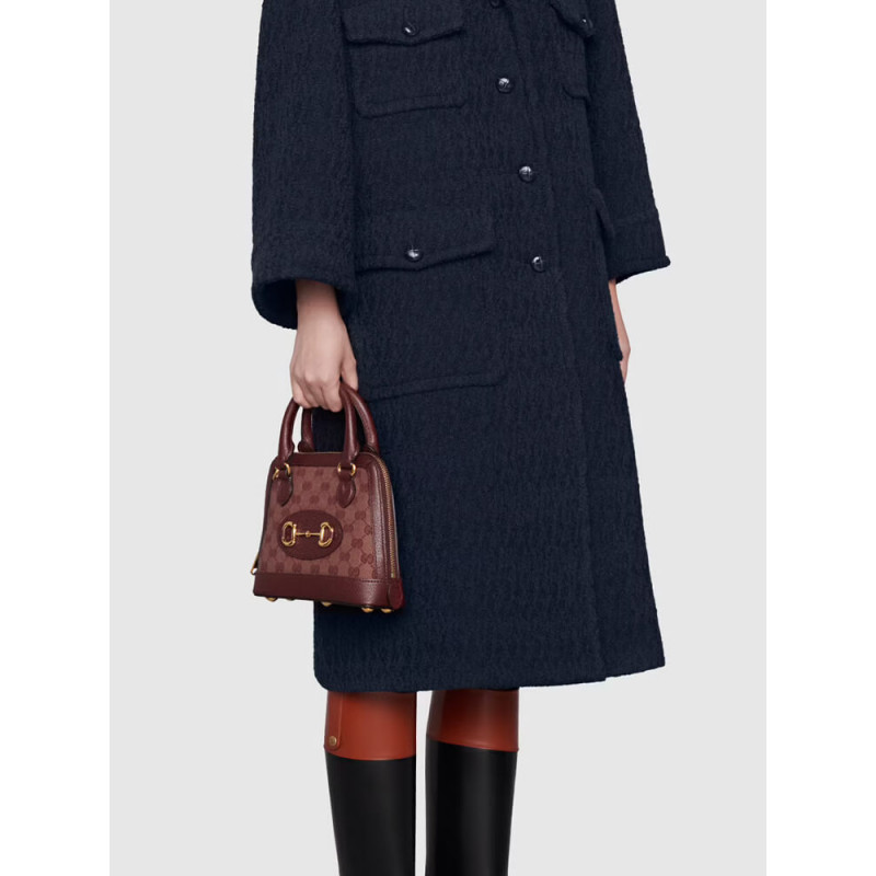 Wholesale Luxury Gucci Horsebit 1955 Gg Mini Bag 677212 In Burgundy Gg Canvas - Image 3