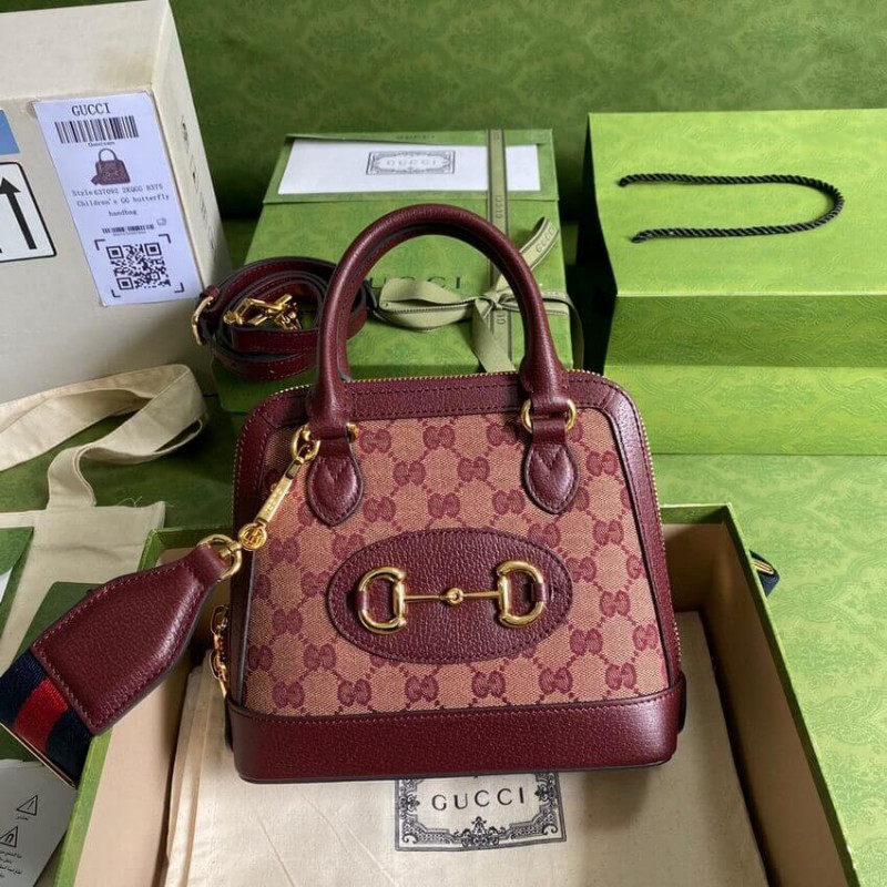 Wholesale Luxury Gucci Horsebit 1955 Gg Mini Bag 677212 In Burgundy Gg Canvas - Image 4