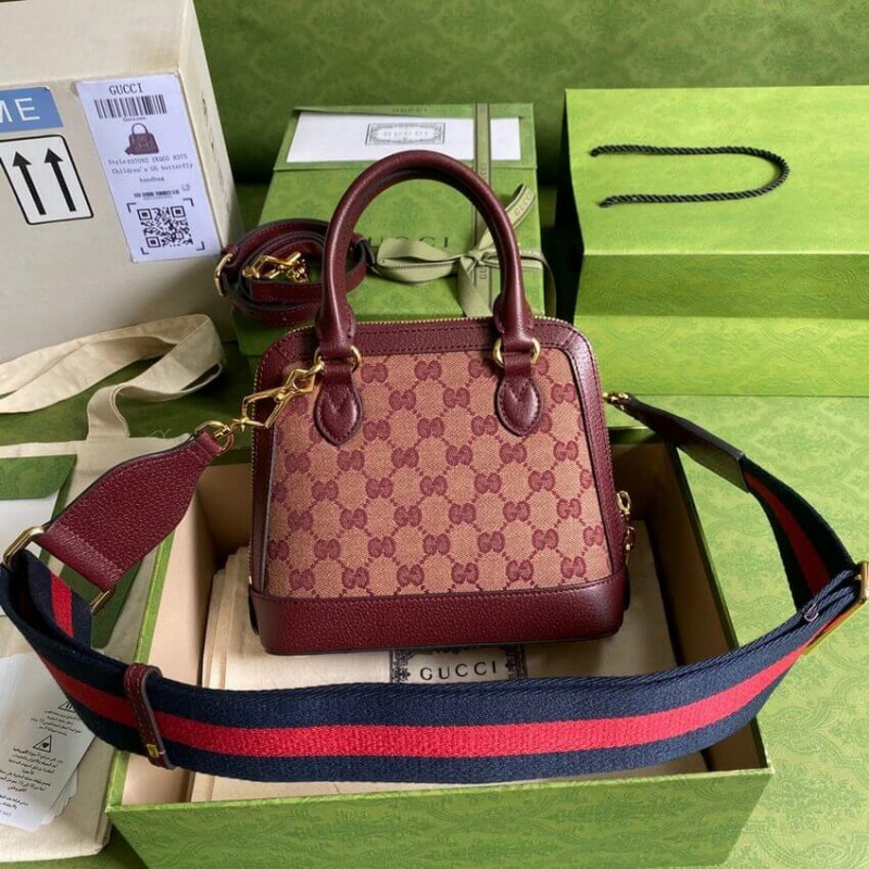 Wholesale Luxury Gucci Horsebit 1955 Gg Mini Bag 677212 In Burgundy Gg Canvas - Image 5