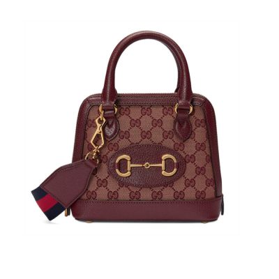Wholesale Luxury Gucci Horsebit 1955 Gg Mini Bag 677212 In Burgundy Gg Canvas