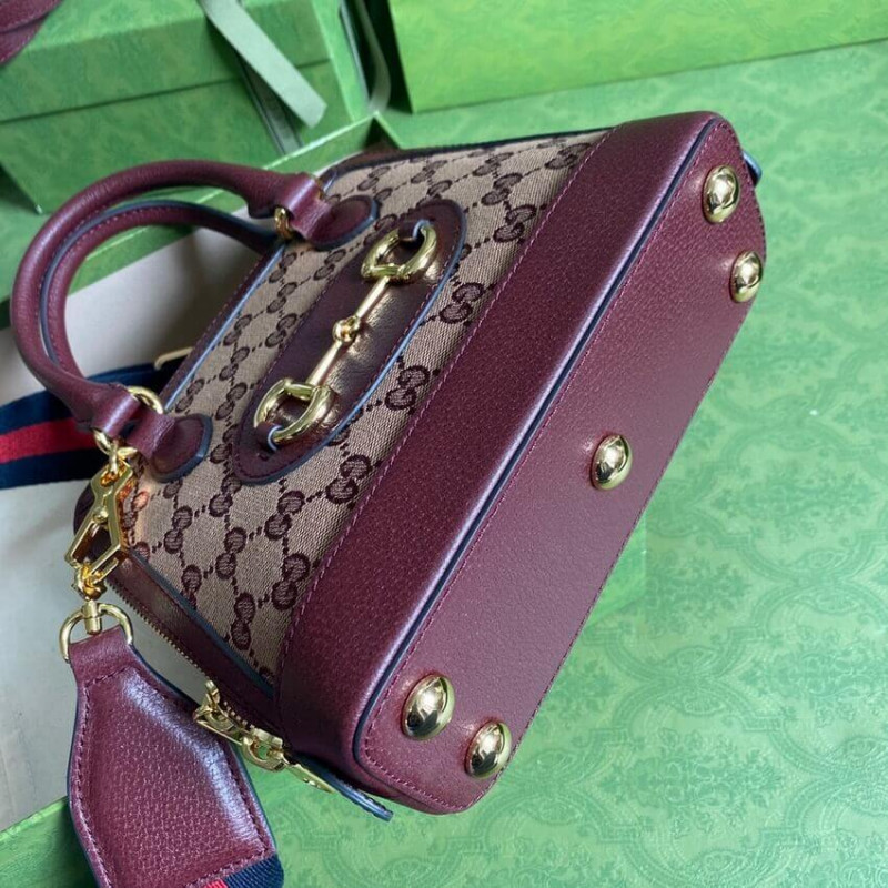 Wholesale Luxury Gucci Horsebit 1955 Gg Mini Bag 677212 In Burgundy Gg Canvas - Image 6