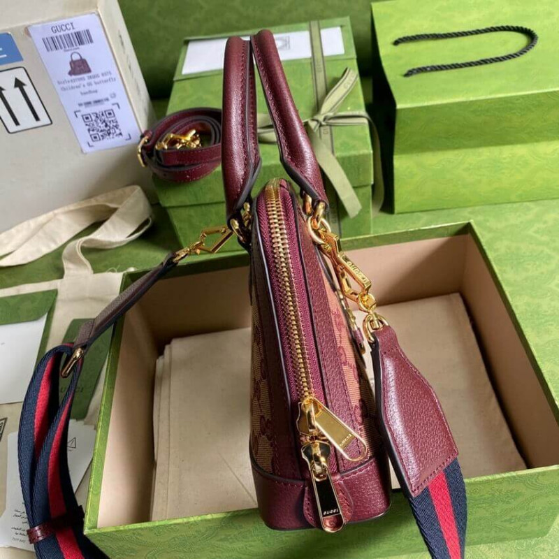 Wholesale Luxury Gucci Horsebit 1955 Gg Mini Bag 677212 In Burgundy Gg Canvas - Image 7
