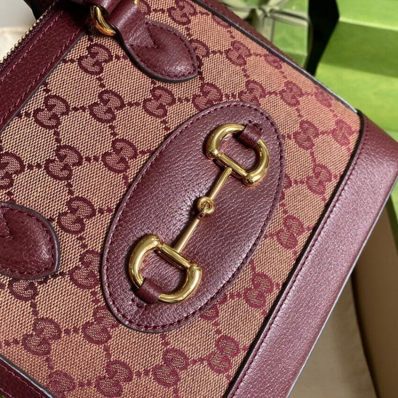 Wholesale Luxury Gucci Horsebit 1955 Gg Mini Bag 677212 In Burgundy Gg Canvas - Image 8