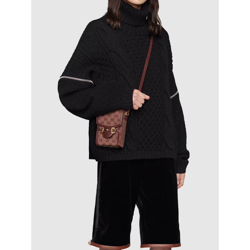 Wholesale Luxury Gucci Horsebit 1955 Mini Bag 625615 In Burgundy Gg Canvas - Image 2