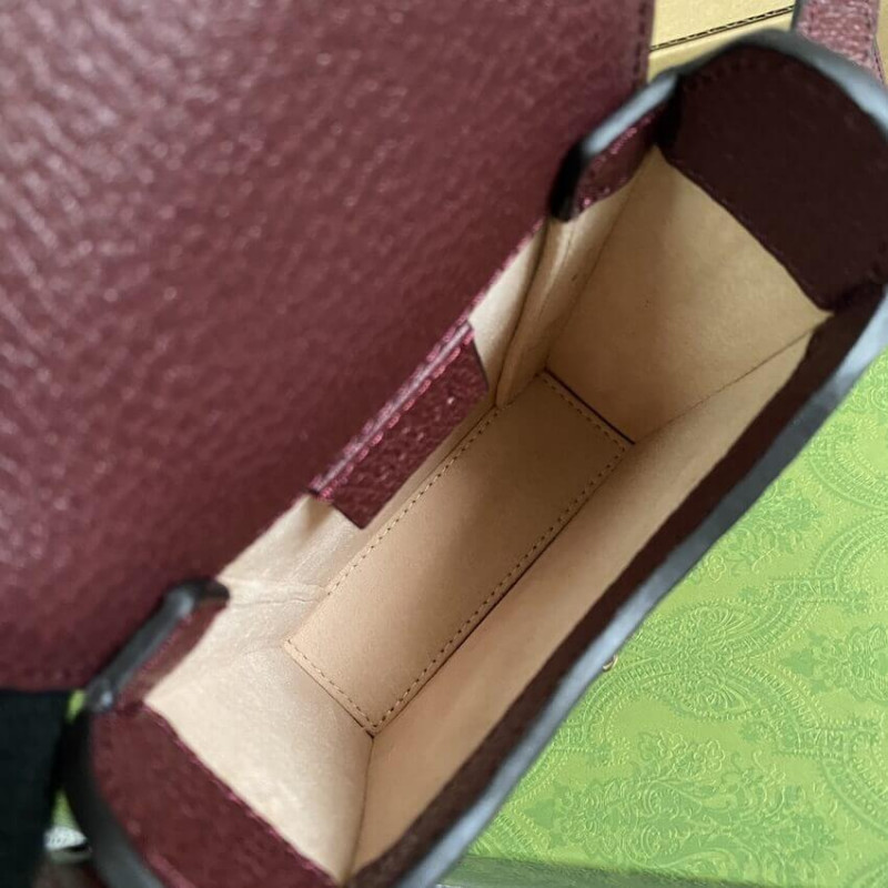 Wholesale Luxury Gucci Horsebit 1955 Mini Bag 625615 In Burgundy Gg Canvas - Image 11
