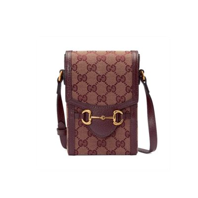 Wholesale Luxury Gucci Horsebit 1955 Mini Bag 625615 In Burgundy Gg Canvas