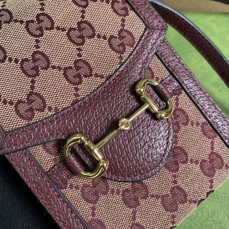 Wholesale Luxury Gucci Horsebit 1955 Mini Bag 625615 In Burgundy Gg Canvas - Image 7