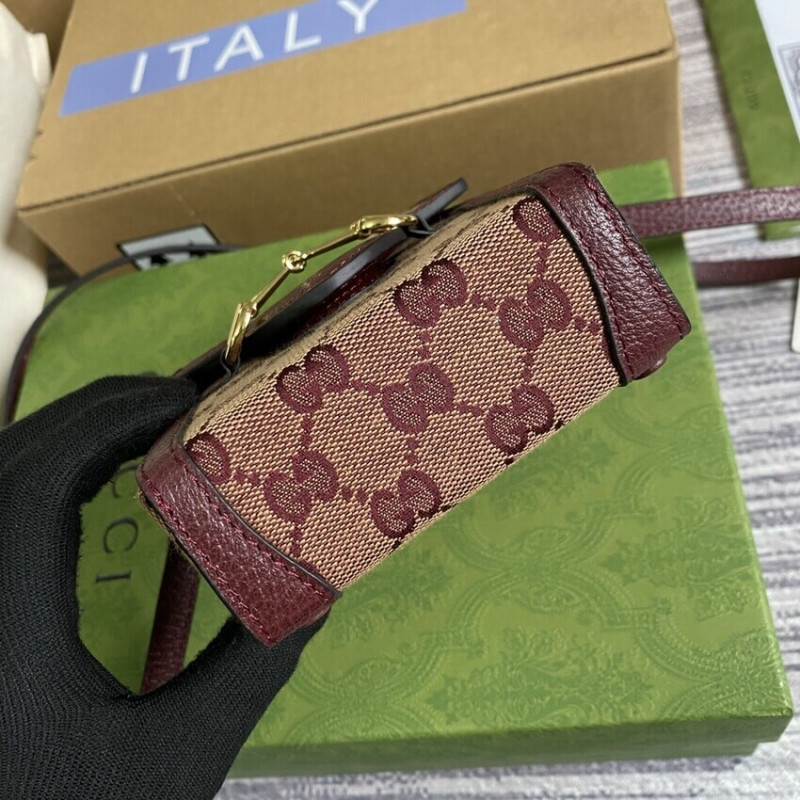 Wholesale Luxury Gucci Horsebit 1955 Mini Bag 625615 In Burgundy Gg Canvas - Image 8