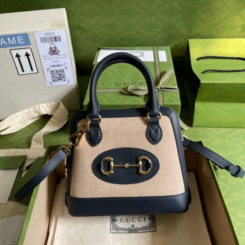 Wholesale Luxury Gucci Horsebit 1955 Mini Top Handle Bag 640716 In Beige Canvas - Image 2