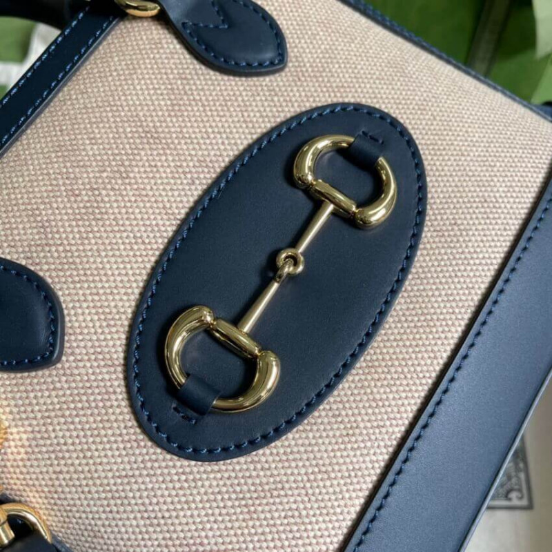 Wholesale Luxury Gucci Horsebit 1955 Mini Top Handle Bag 640716 In Beige Canvas - Image 6