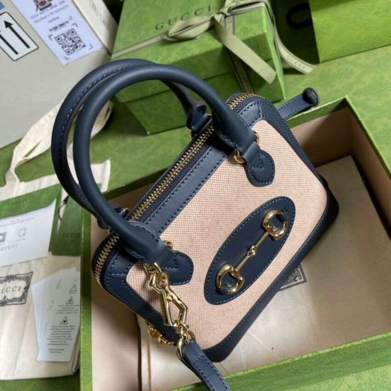 Wholesale Luxury Gucci Horsebit 1955 Mini Top Handle Bag 640716 In Beige Canvas - Image 7