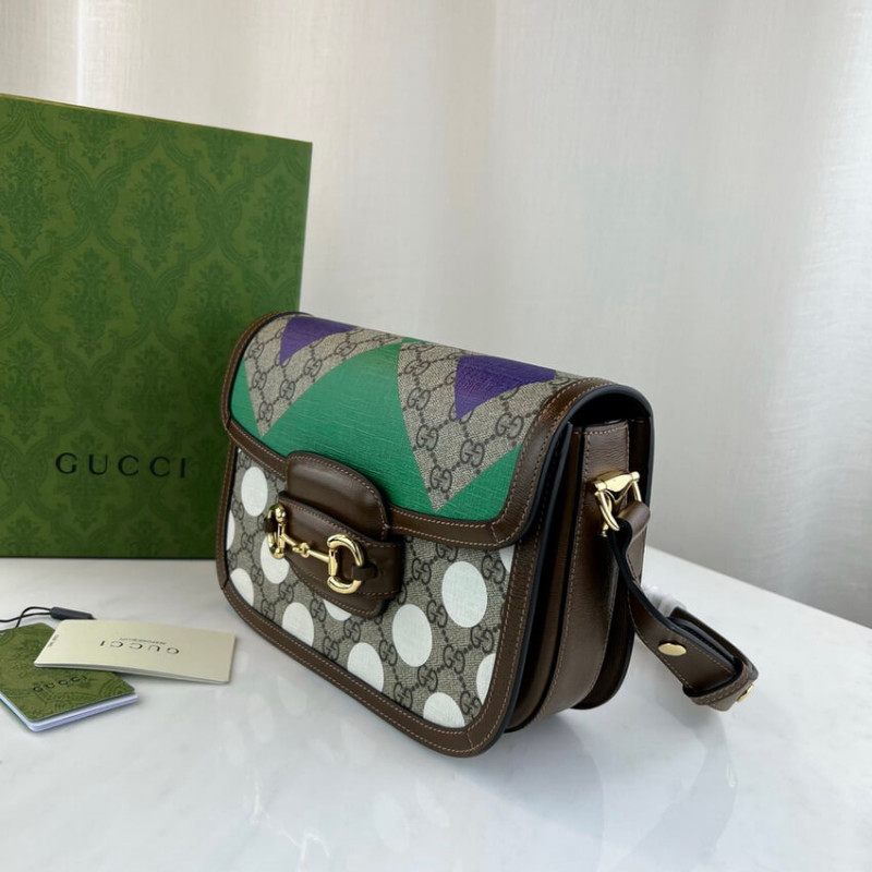 Wholesale Luxury Gucci Horsebit 1955 Shoulder Bag With Geometric Print 602204 - Image 4