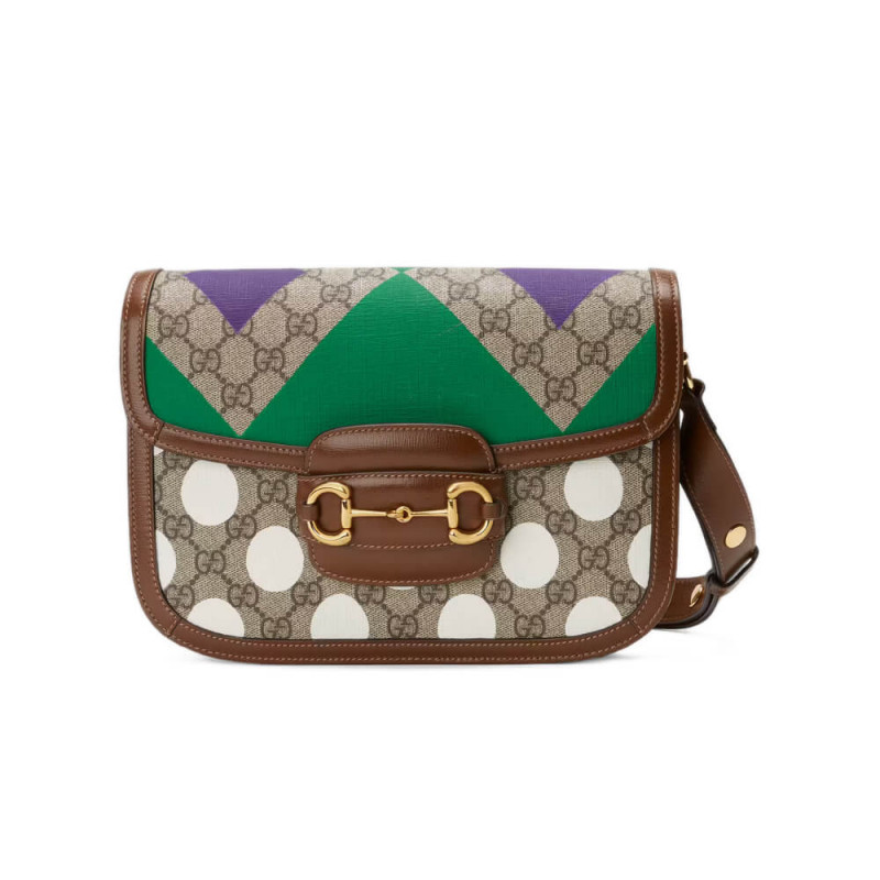 Wholesale Luxury Gucci Horsebit 1955 Shoulder Bag With Geometric Print 602204
