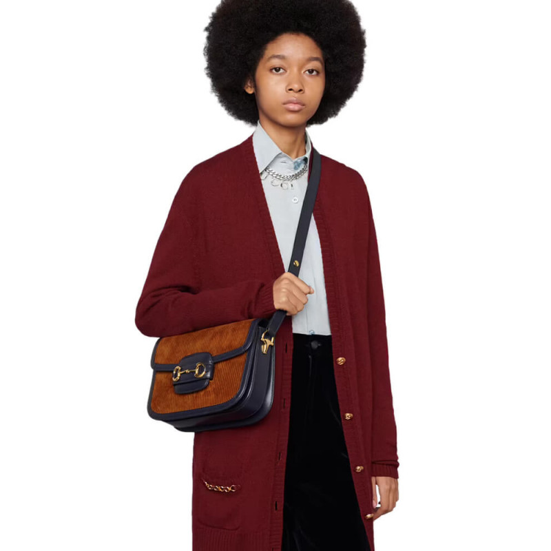 Wholesale Luxury Gucci Horsebit 1955 Small Bag 602204 Brown Corduroy - Image 3