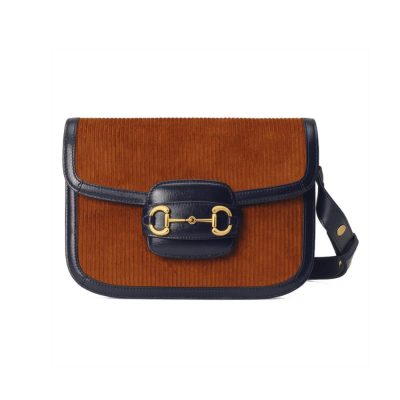 Wholesale Luxury Gucci Horsebit 1955 Small Bag 602204 Brown Corduroy