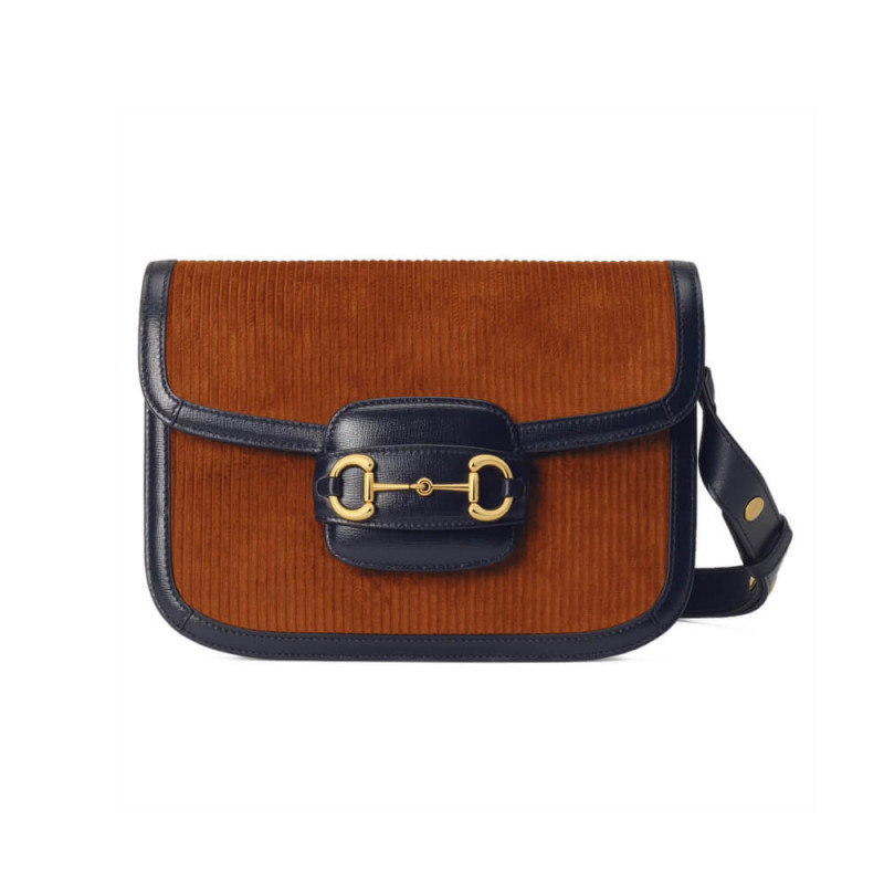 Wholesale Luxury Gucci Horsebit 1955 Small Bag 602204 Brown Corduroy