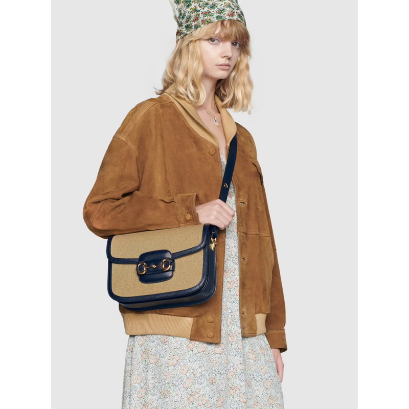 Wholesale Luxury Gucci Horsebit 1955 Small Bag 602204 In Beige Canvas - Image 3