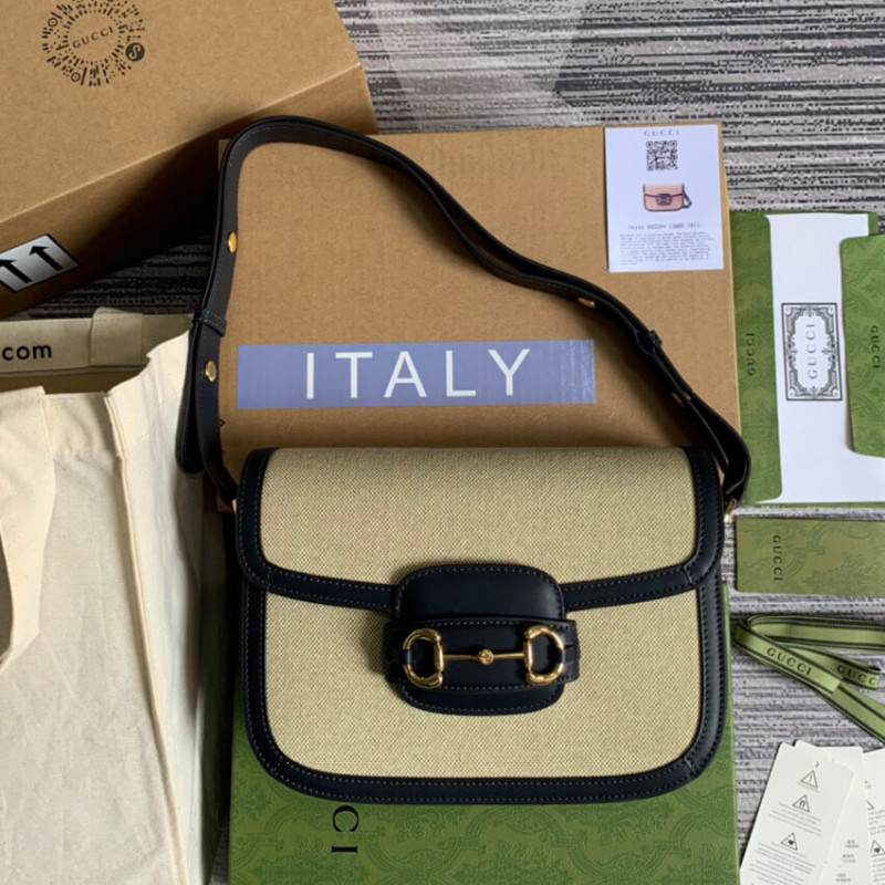 Wholesale Luxury Gucci Horsebit 1955 Small Bag 602204 In Beige Canvas - Image 6