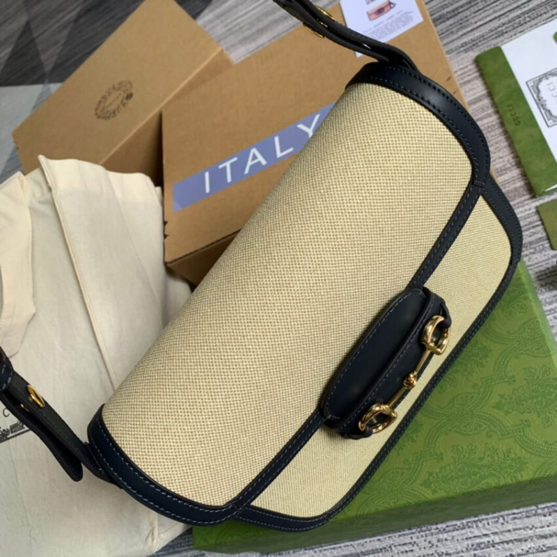 Wholesale Luxury Gucci Horsebit 1955 Small Bag 602204 In Beige Canvas - Image 8