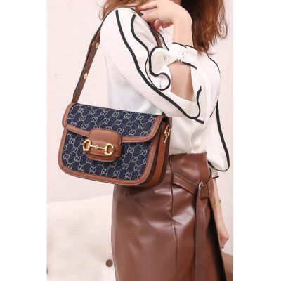 Wholesale Luxury Gucci Horsebit 1955 Small Bag 602204 In Blue Denim