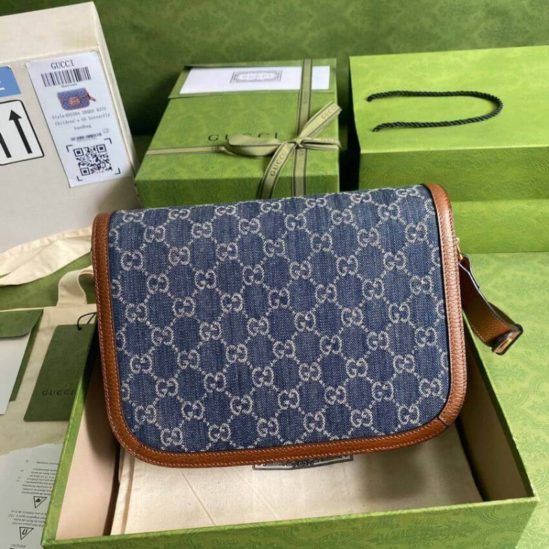 Wholesale Luxury Gucci Horsebit 1955 Small Bag 602204 In Blue Denim - Image 3