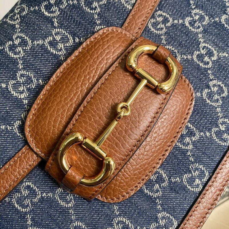 Wholesale Luxury Gucci Horsebit 1955 Small Bag 602204 In Blue Denim - Image 5