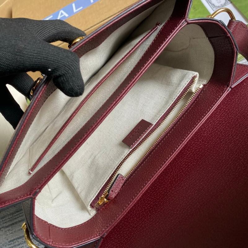 Wholesale Luxury Gucci Horsebit 1955 Small Bag 602204 In Burgundy Gg Canvas - Image 12