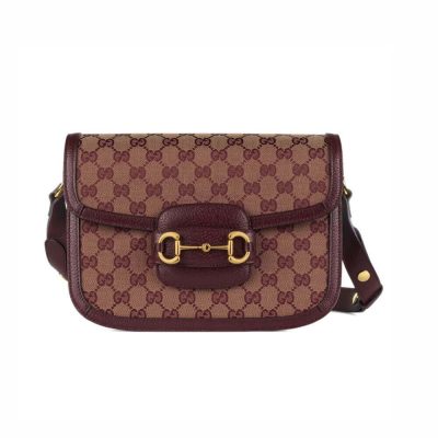 Wholesale Luxury Gucci Horsebit 1955 Small Bag 602204 In Burgundy Gg Canvas