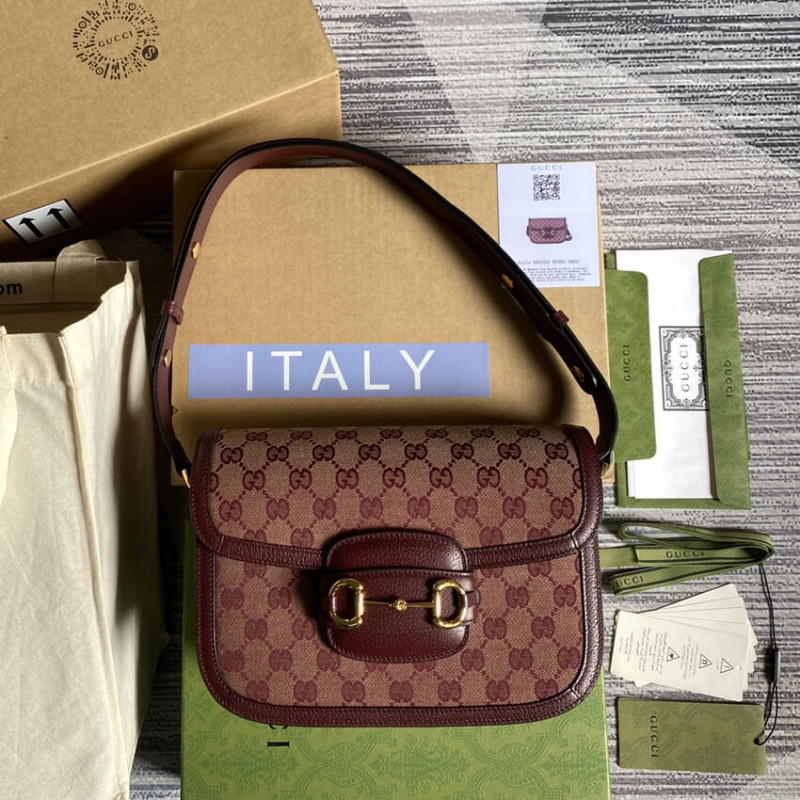 Wholesale Luxury Gucci Horsebit 1955 Small Bag 602204 In Burgundy Gg Canvas - Image 6
