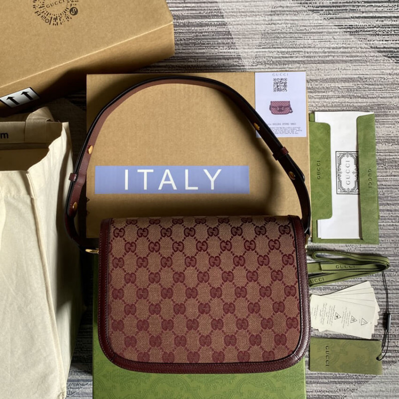 Wholesale Luxury Gucci Horsebit 1955 Small Bag 602204 In Burgundy Gg Canvas - Image 7