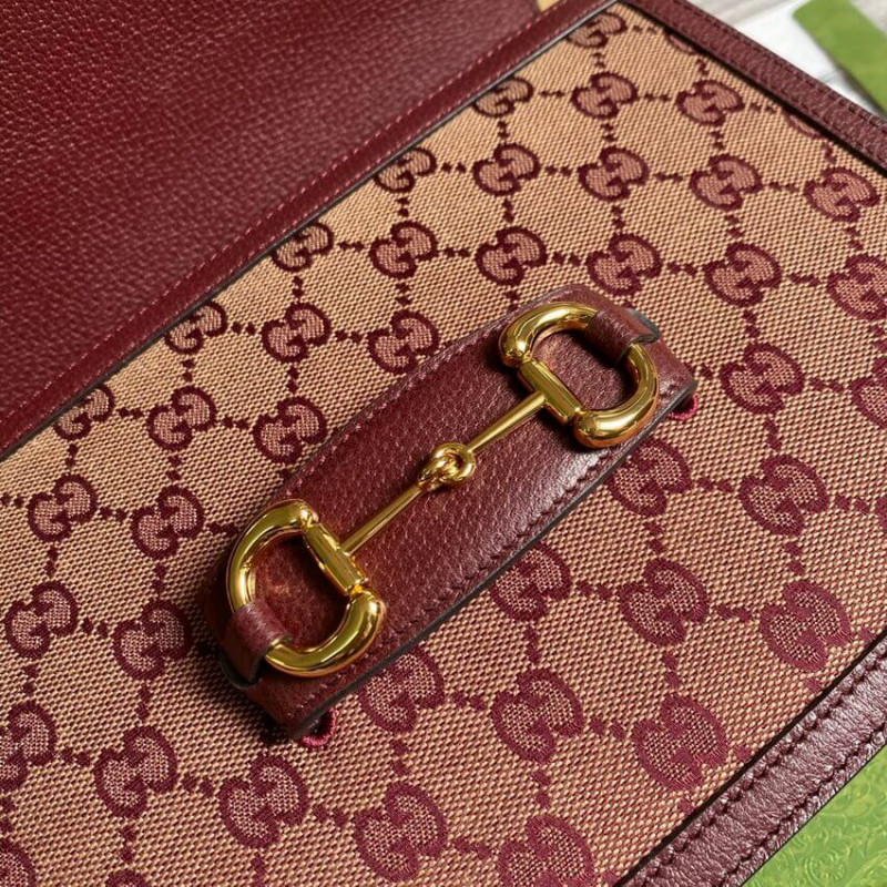Wholesale Luxury Gucci Horsebit 1955 Small Bag 602204 In Burgundy Gg Canvas - Image 10