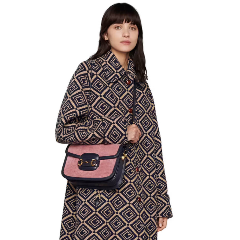Wholesale Luxury Gucci Horsebit 1955 Small Bag 602204 Pink Corduroy - Image 2