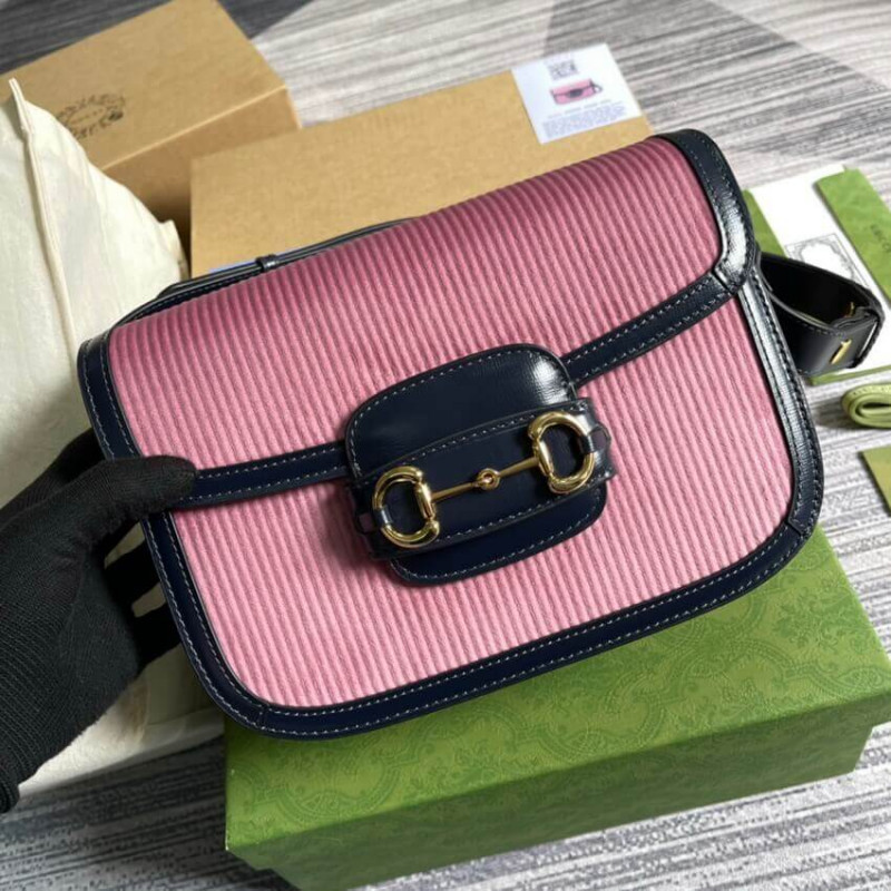 Wholesale Luxury Gucci Horsebit 1955 Small Bag 602204 Pink Corduroy - Image 4