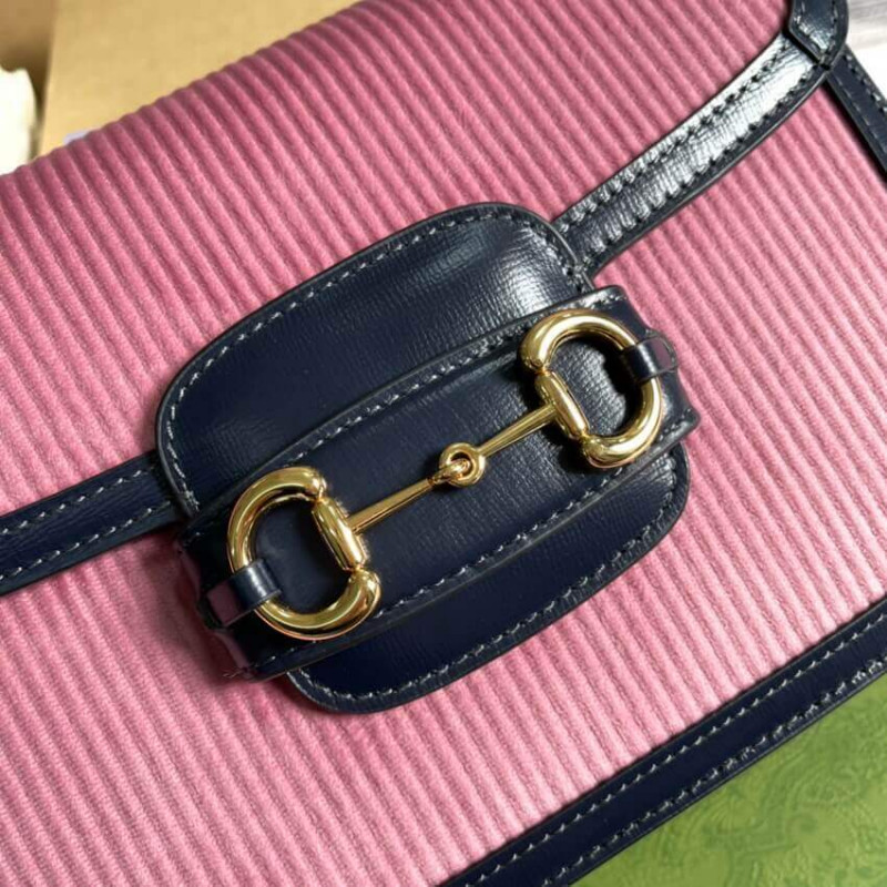 Wholesale Luxury Gucci Horsebit 1955 Small Bag 602204 Pink Corduroy - Image 8
